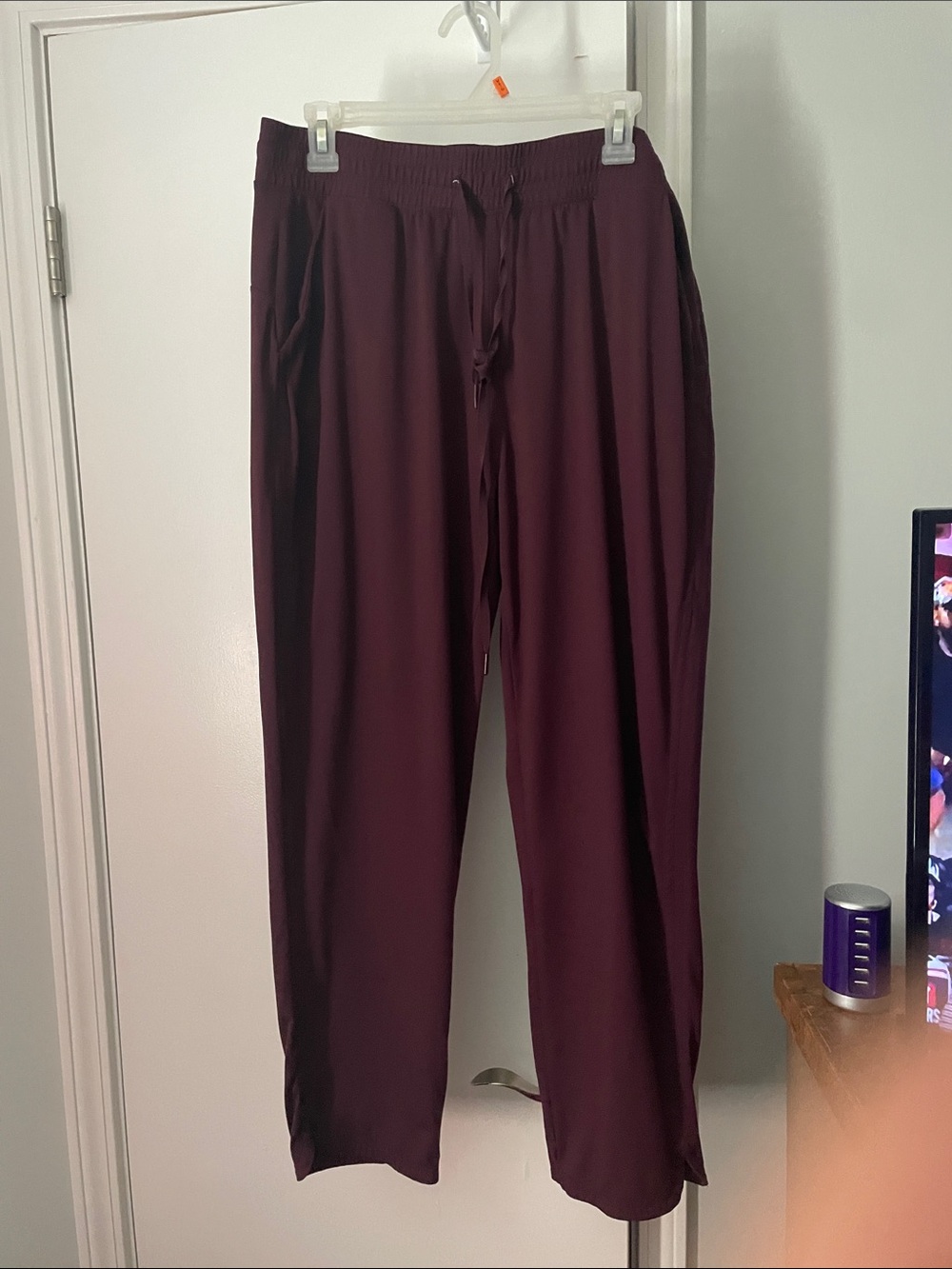 Women's Drawstring Track Pants in Deep Burgundy